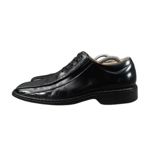 Stacy Adams Shoes Mens 7.5 Oxford Square Bicycle Toe Leather Retro Classic Black - Picture 3 of 16